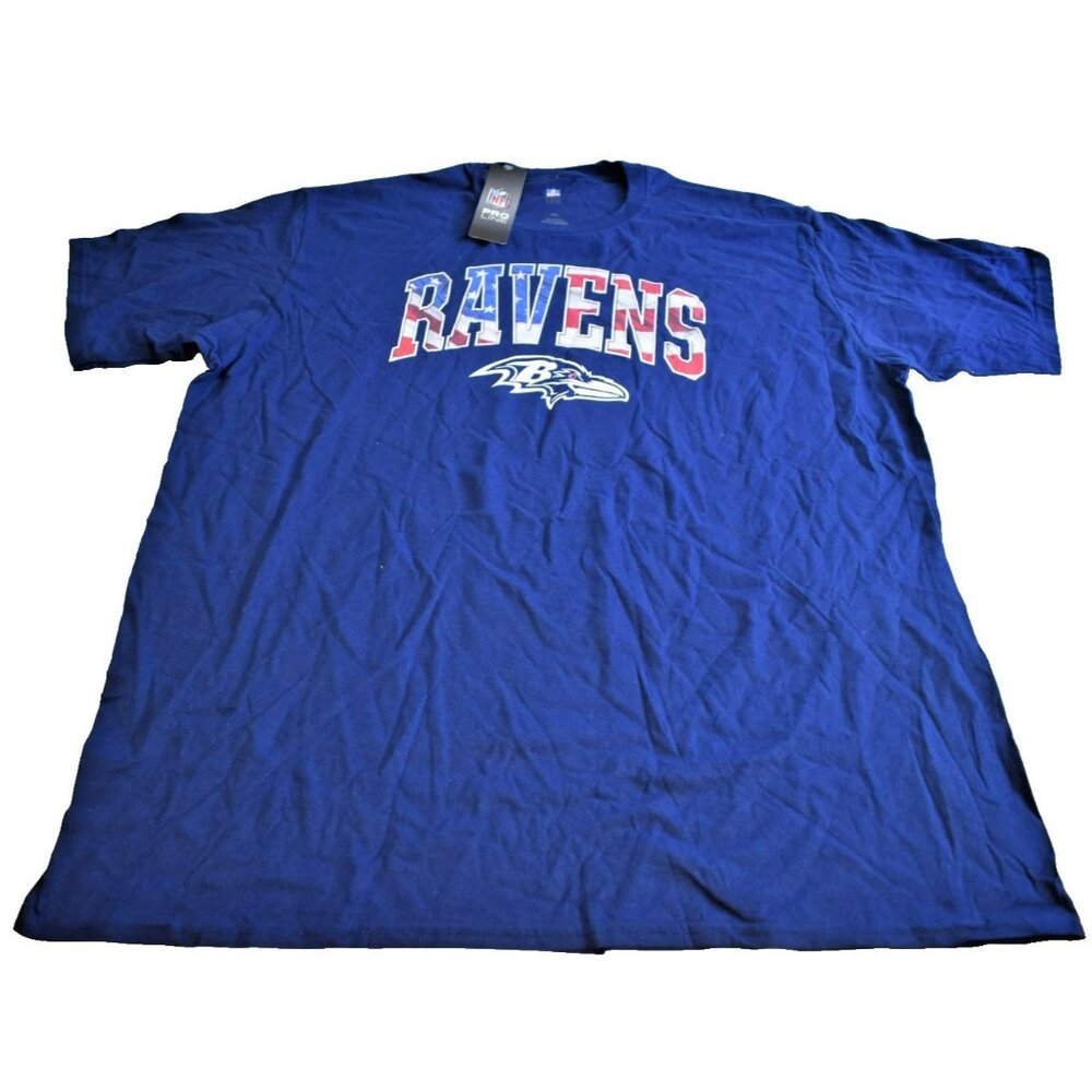 Baltimore Ravens NFL Pro Line Mens XXL T-Shirt USA Flag 4th of July Blue
